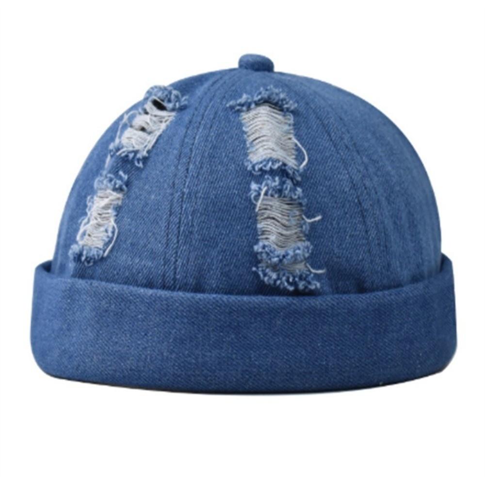 Dome Melon Docker Cap Denim Bucket Cap Fashion Brimless Hat  Outdoor