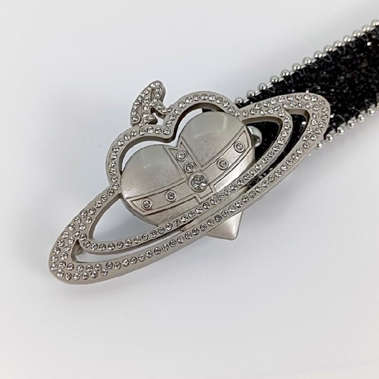 Heart Buckle Waist Belt for Women Blingbling Sequined Belt All Matching Western Belt Shimmering Belt for Jeans Pants