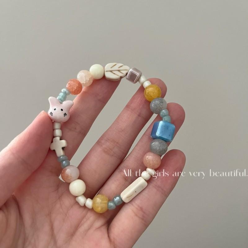 New Chinese Ceramic Beaded Bracelet Femininity Sweet And Cute Girl Bracelet Niche Versatile National Style Jewelry