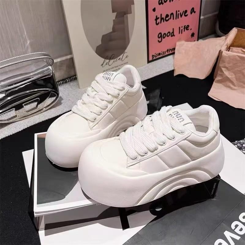 

Leather surface heightened platform white shoes women s autumn new versatile fashion casual sports shoes 35 слоновая кость