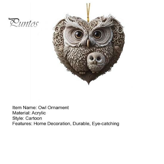 Uggla Prydnad Kärlek Hjärtform Par Uggla Hängande Dekoration 2D Akryl Julgransprydnad för Alla hjärtans dag Heminredning