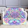 Colorful Mandala Pattern with Floral Details Patterned flannel blanket perfect for the bedroom living room, sofa, or a little nap