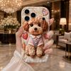 Fluffy Teddy Pink Gloss Heart Phone Case For iPhone 17 16 15 14 13 12 11 Pro Max Plus Wavy Edge Cover