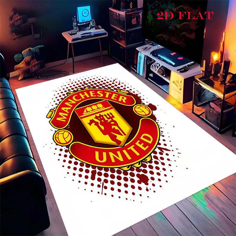 Tappeto Man Utd per Soggiorno Camera da Letto Casa Decorazione Divano, Tappetino Antiscivolo per Giochi Bambini