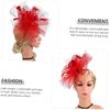 Red Mesh Bridal Fascinator Hat with Hair Clip and Headband, Cocktail Party Tea Party Hat for Women Special Occasion Accessories