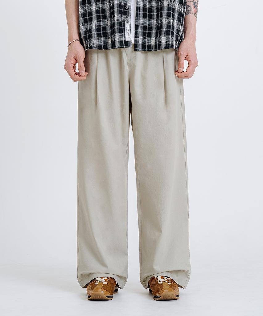 LEMAIN SECOND Linen-Like Elastic Waist Wide Pants [Light Beige]