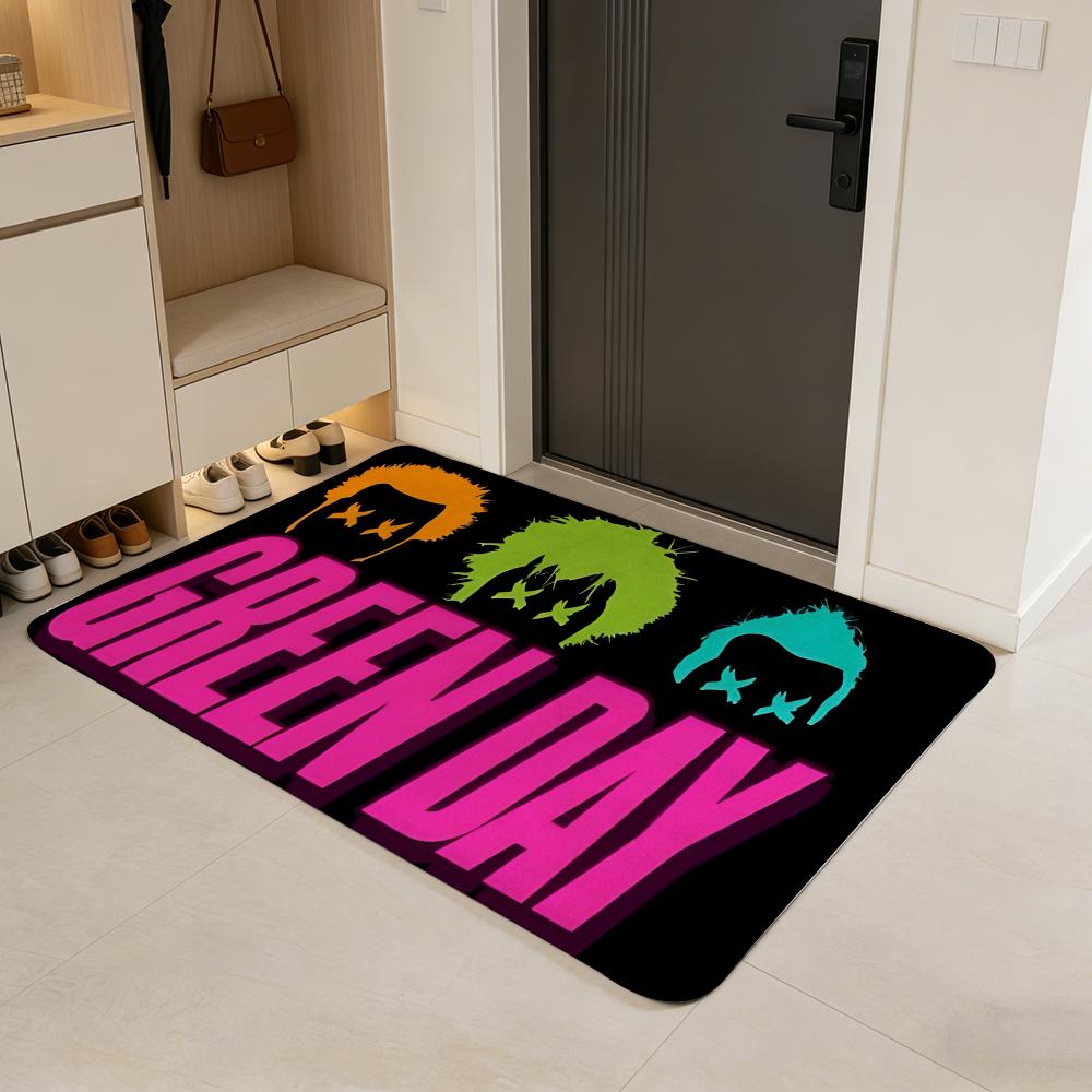 

band G-Green Day Floor Mat Flannel Door Mat Non-Slip Absorbent Washable Indoor Home Rug 40x60cm