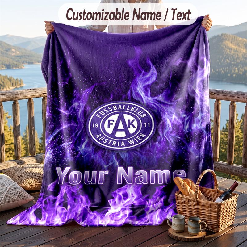 Flannel Blanket Austria Wien FC Print Custom Name Text Soft Throw for Sofa Bed