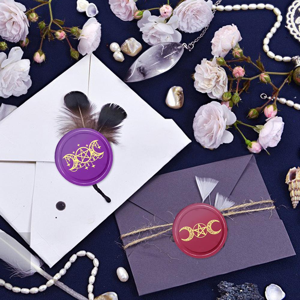 Moon Series Wax Seal Stamp, Pentagram Sealing Wax Solid Brass Stamp Heads Removable, For Decorating Notebook Invitations