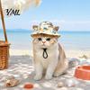 Comfortable Cat Hat with Ear Holes Beach Hat, Summer Cap Holes, Adjustable Pet Breathable Sun Protection for Cats Small Dogs Outdoor Hiking