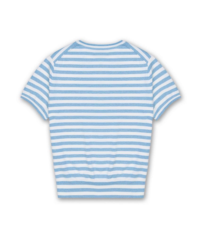 POLO RALPH LAUREN [W] Striped Short Sleeve Sweater - Blue
