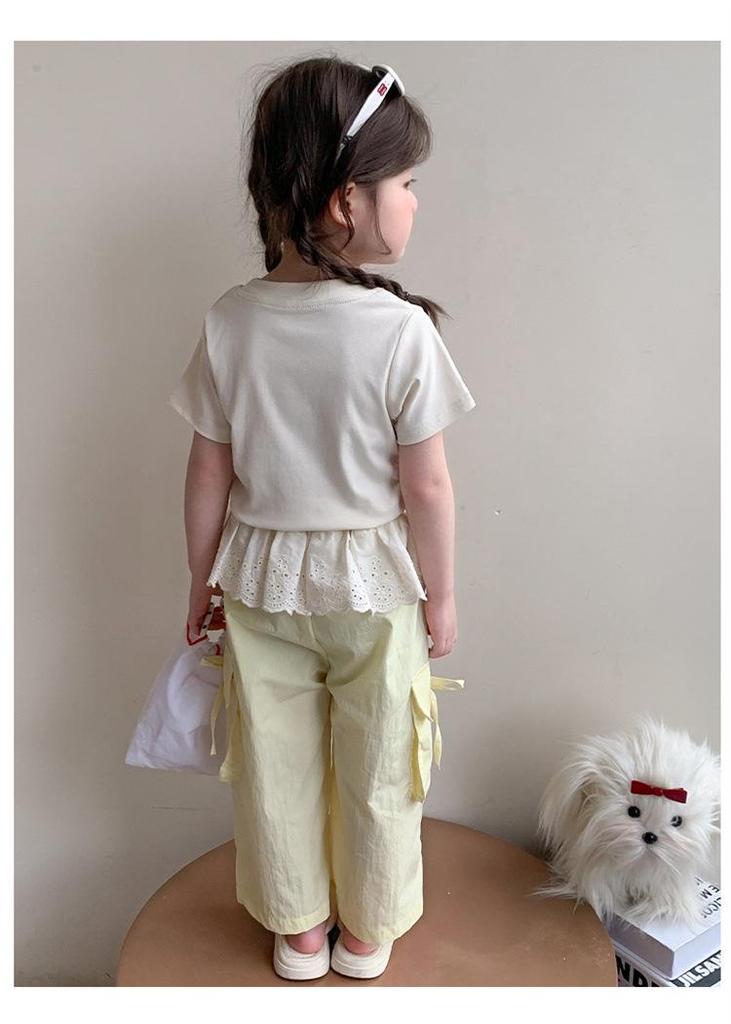 2026 Stylish Girls' Summer Set: Baby T-shirt & Cargo Pants Two-Piece Outfit