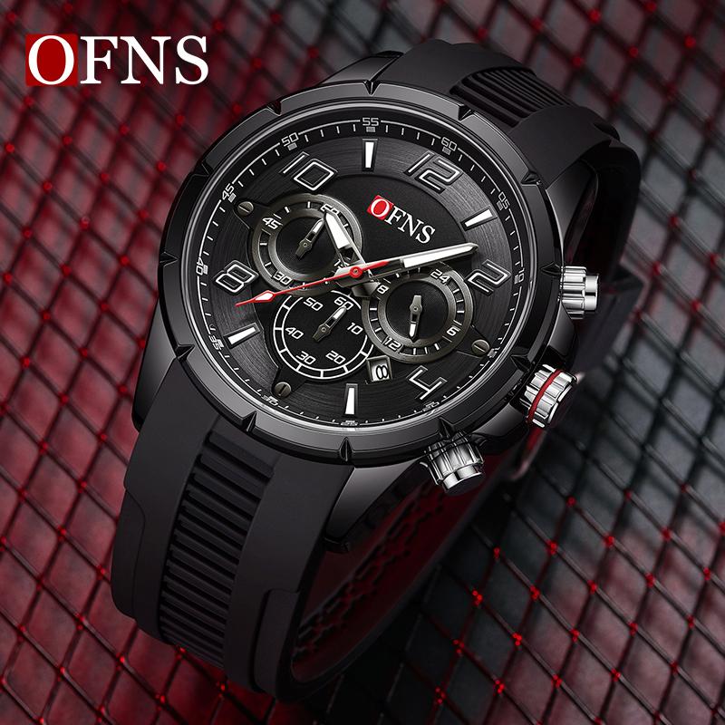 Fashion Three Eye Six Needle Men's Quartz Watch Multi Functional Waterproof Night Light Calendar Male Wristwatches