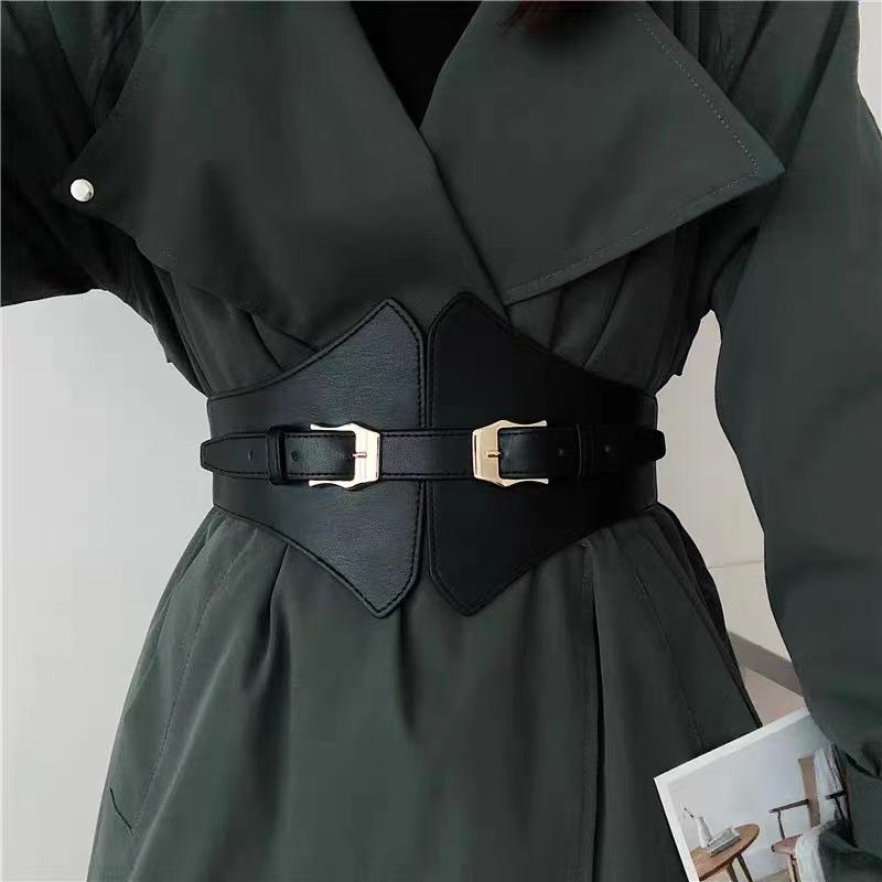 Versatile Women's Wide Elastic Waist Belt, Leather Waistband for Coats & Shirts – Four Seasons Style