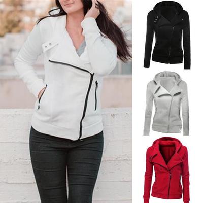 diagonal zip hoodie women's