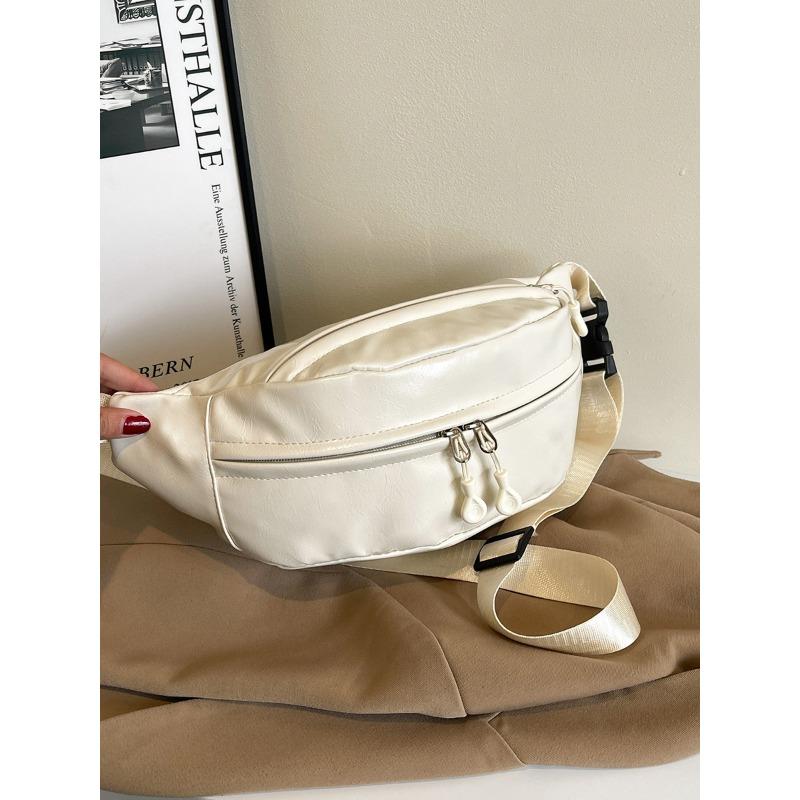 

Shipping fanny pack spring new fashion simple fanny pack women s breast bag girl niche retro breast bag simple single package белый