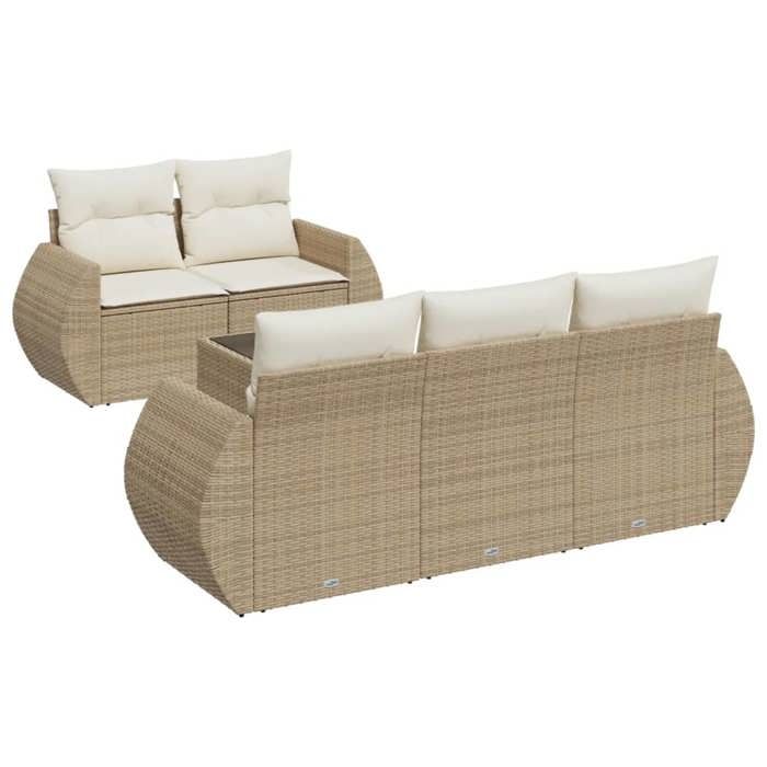 VidaXL Garden Lounge Set with Cushions 6 Pcs Beige Braided Resin 3253435
