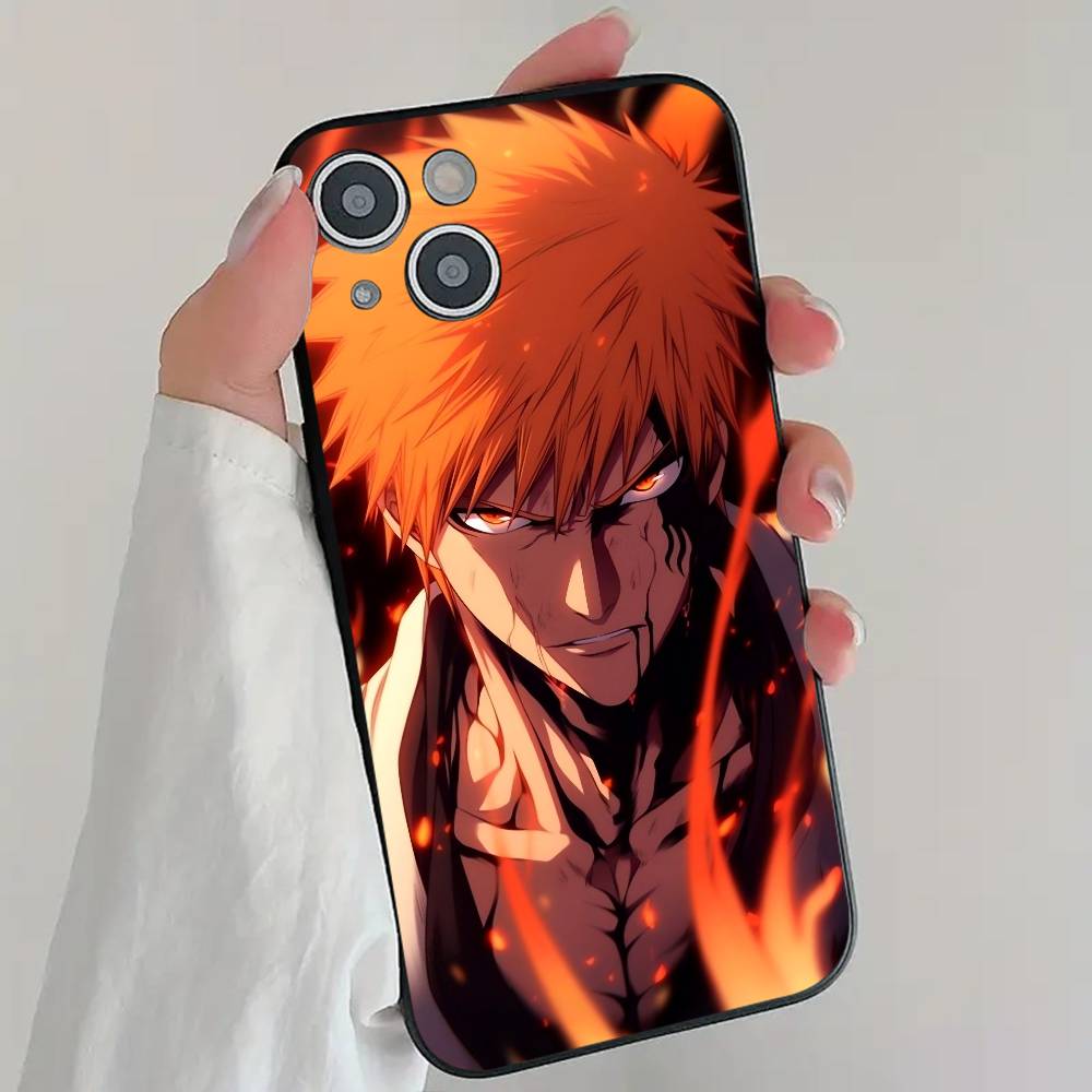 Anime B-Bleach Phone Case Cool Black Silicone Soft For IPhone 16 15 14 13 12 11 X XR Plus Pro Max Plus