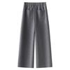 2024 Women's Bestseller Grey Wool Wide-Leg Cropped Pants for Autumn/Winter
