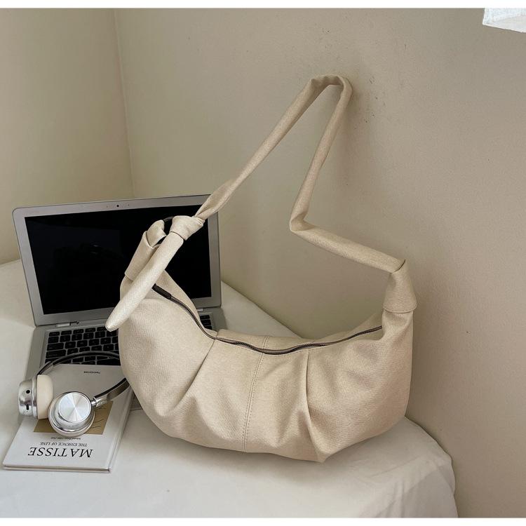 Ladies 2025 New Pleated Large-capacity Dumpling Bag Casual Fashion Messenger Bag Korean Version Niche Commuter Tote Bag