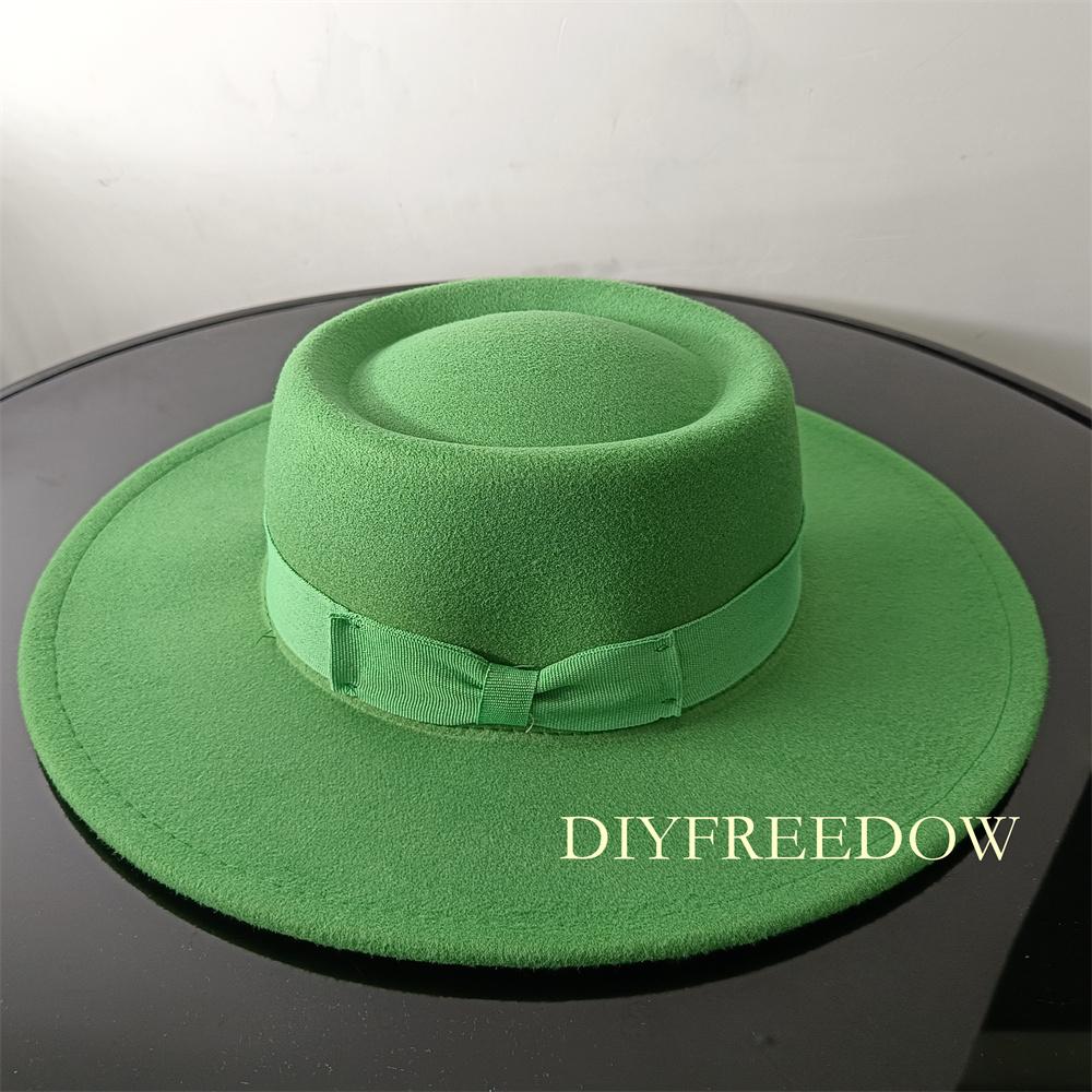 Fedora Hat for Women Men Flat Top Concave Design Autumn Winter Bow Tie Jazz Hat Colorful Unisex Fedora Wide Brim Hat Panama 2022