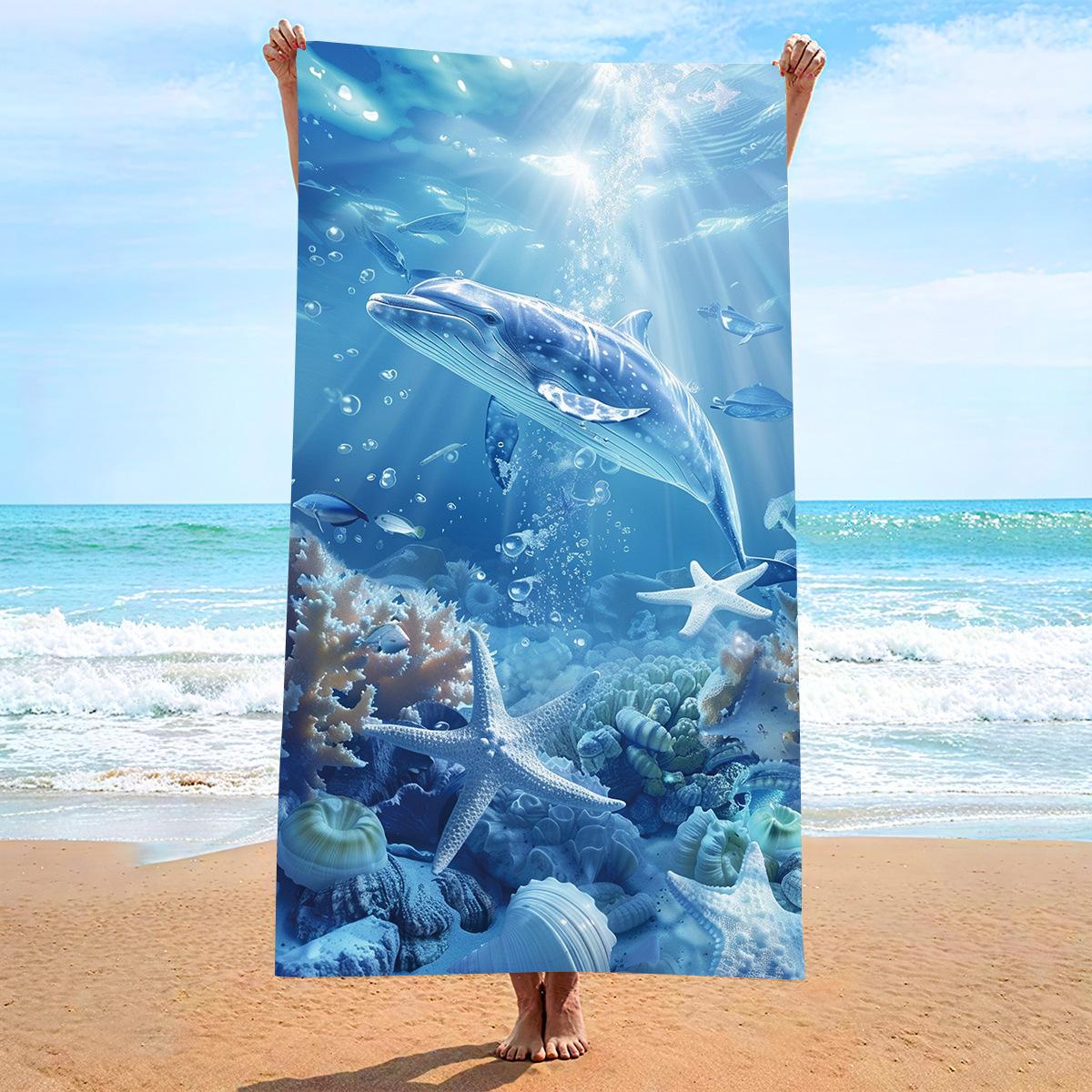 

New, double-sided velvet beach towel quick-drying sports towel printed bath towel [Spot sale]