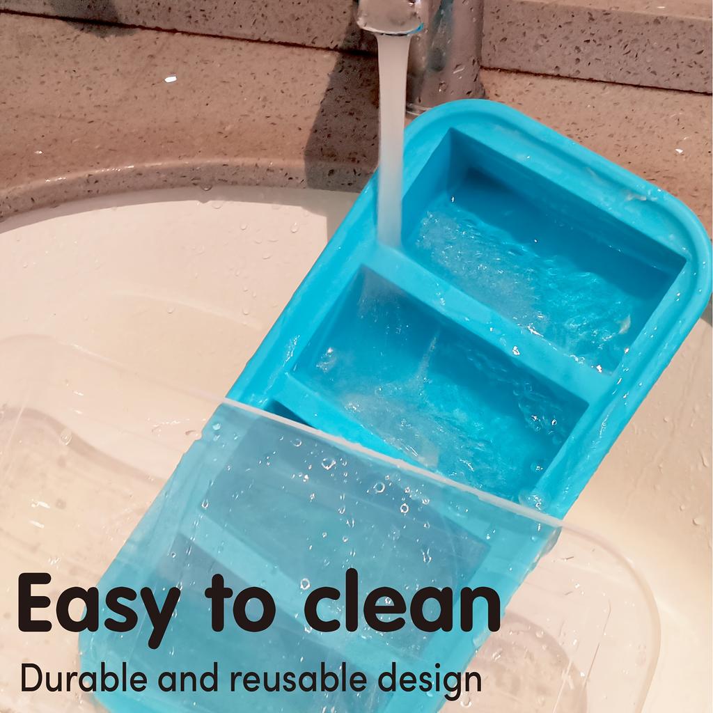 Large Silicone Food Safe Freezer ,Oven Safe Storage Box with Transparent Lid , Multi Purpose Ice Maker , Baking Tray, Dishwasher Safe