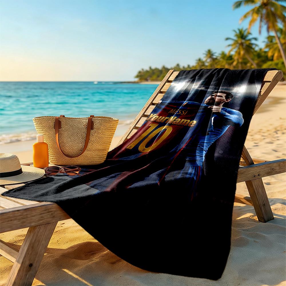 Messi Customized Name Beach Towel High Absorbency & Quick-Dry Ideal for Travel Outdoor Swim Pool Yoga Surf Camping Hiking Gym Gift Holiday