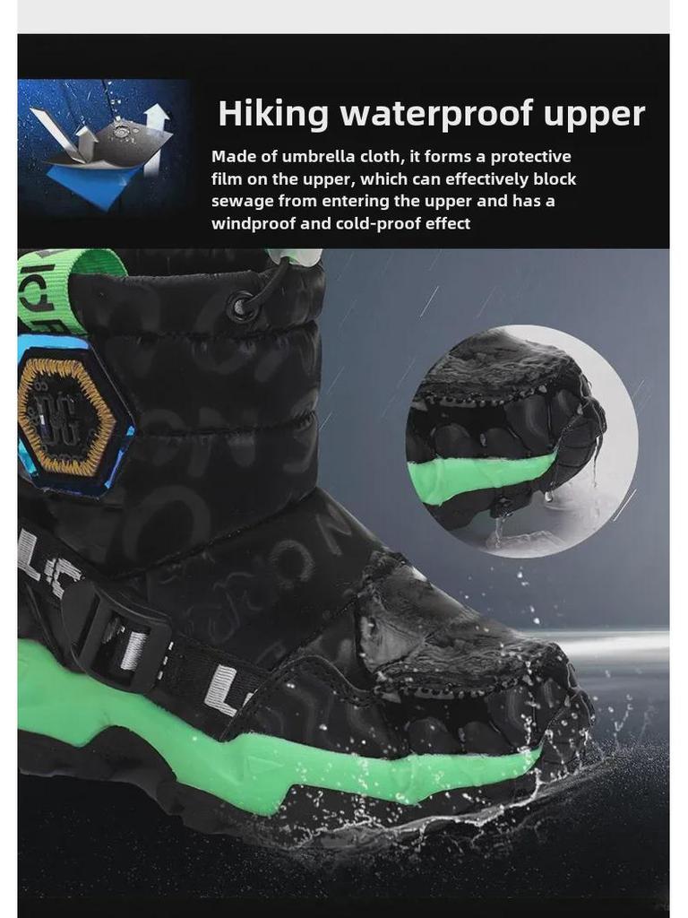 Northeast Kids' Waterproof Winter Snow Boots with Thick Velvet Lining