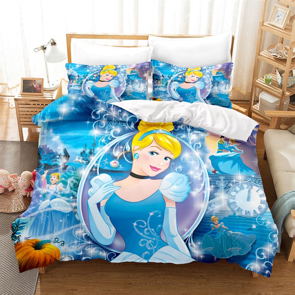 Princess Series Disney Princess Aina Christmas Gifts 3D Children'S Bedding Set 3-Piece Comforte 100% Polyester Anime Home
