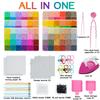 Bügelperlen Set 2,6mm Mini-Perlen 144 Farben All-in-One Set mit Steckplatten, Mini-Bügeleisen, Pinzette Pixel Art DIY Bastelset für Erwachsene