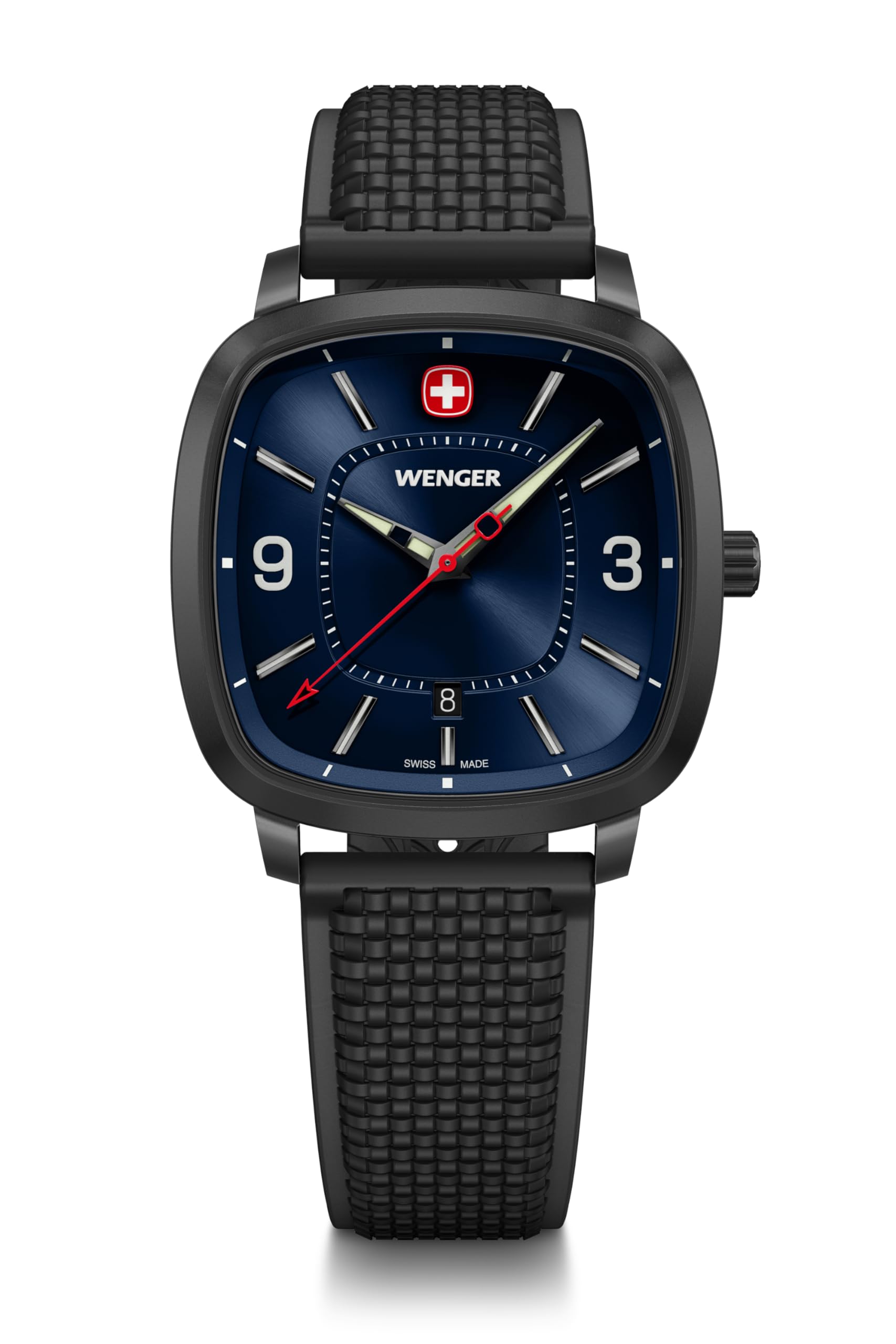 

WENGER VINTAGE SPORT Stainless Steel Case Blue Black Silicone Quartz 50m Water Analog Men s Watch, (316L), Dial, Strap, Movement, Resistant, Gift, [ ]