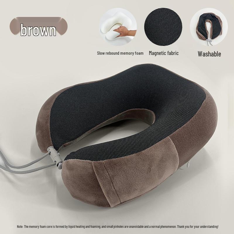 U-shaped Memory Foam Travel Neck Pillow with Magnetic Fabric for Airplane Comfort