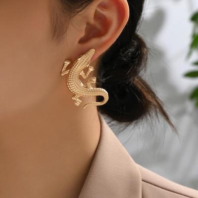 Exaggerated Crocodile Stud Earrings - Women's Fashion Trend Jewelry