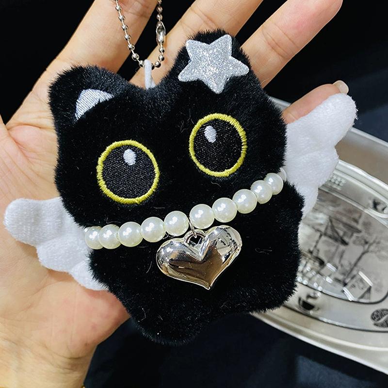 

Милый плюшевый кулон-кукла с большими глазами, черная кошка, для девочки, для рюкзака, кулон-кукла, парный брелок для сумки, подвески для телефона, аксессуары для сумки