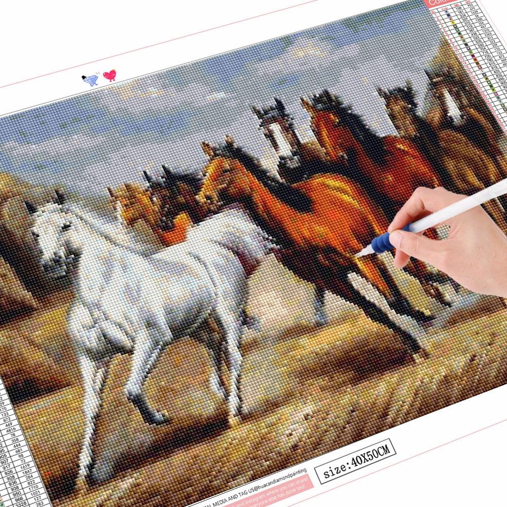 5D-Diamant-Gemälde, Neuheiten, Pferdebilder, Strasssteine, Diamant-Stickerei, Kreuzstich, Tier-Mosaik, Dekoration