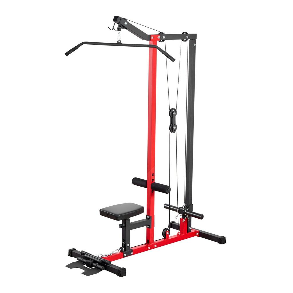 LAT Pull Down Machine, 2-in-1 Row Cable Machine, Cable Machines Home Gym with 3-Level Adjustable Seat, 4-Level Adjustable Foam Roller, Load 227kg Lat
