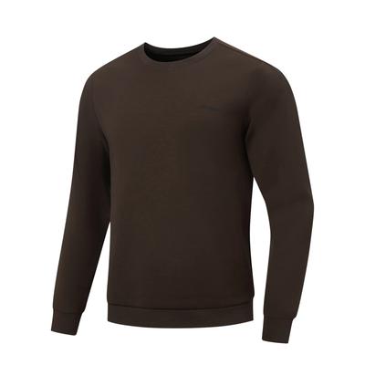 Serie de Fitness Li Ning Color Sólido Cuello Redondo Suave Simple Versátil Sudadera Sudadera para Hombre AWDW065-8