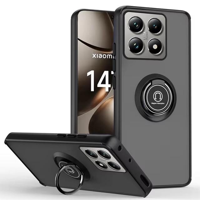 

Матовый чехол Funda для Xiaomi Mi 14T Pro 5G 15 Pro, чехол с магнитным кольцом и подставкой, чехол для Xiaomi Mi 14T 14 Ultra Armor Case Mi 14T чёрный