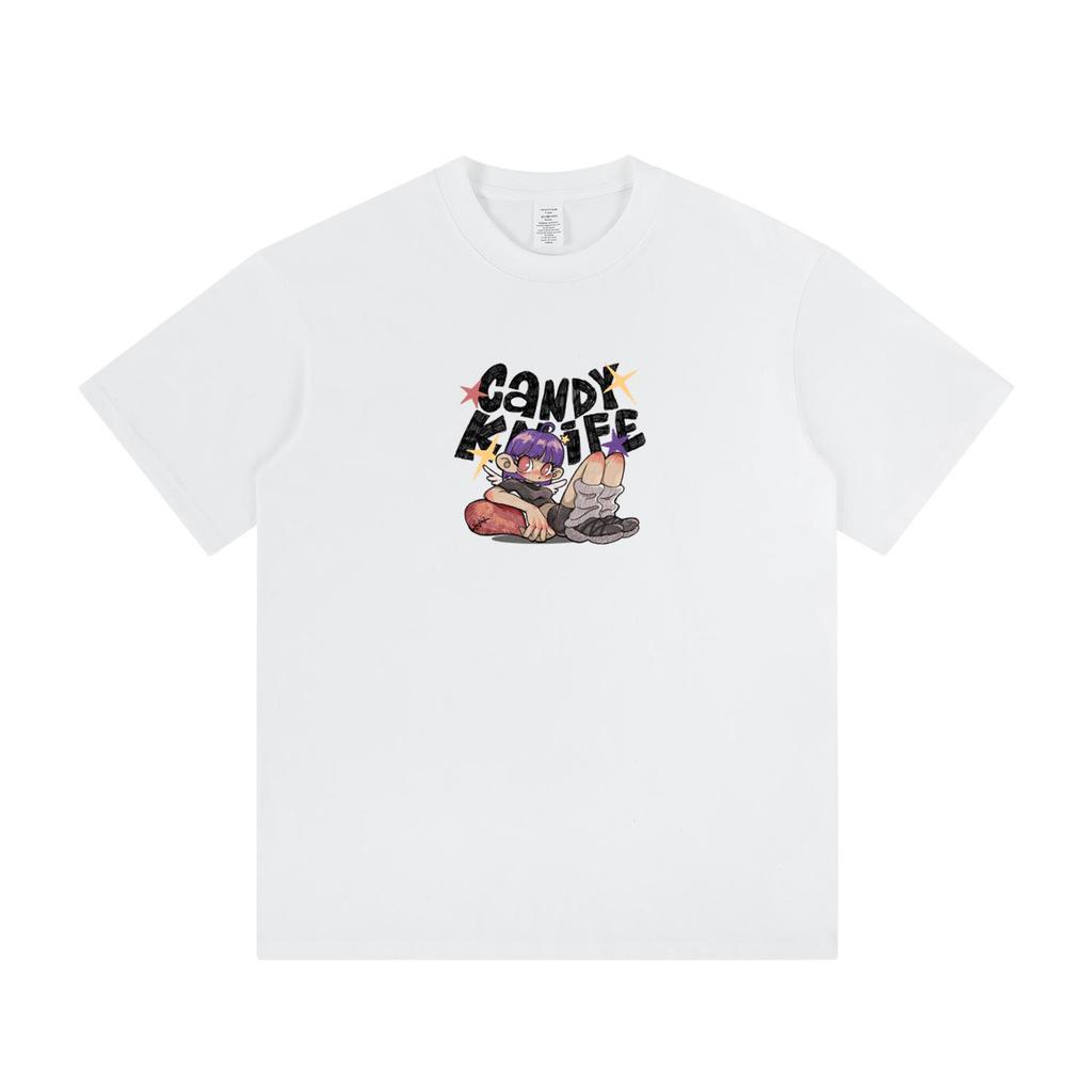 Trendy Cartoon Letter Print Japanese Streetwear T-shirt - New Versatile Short Sleeve