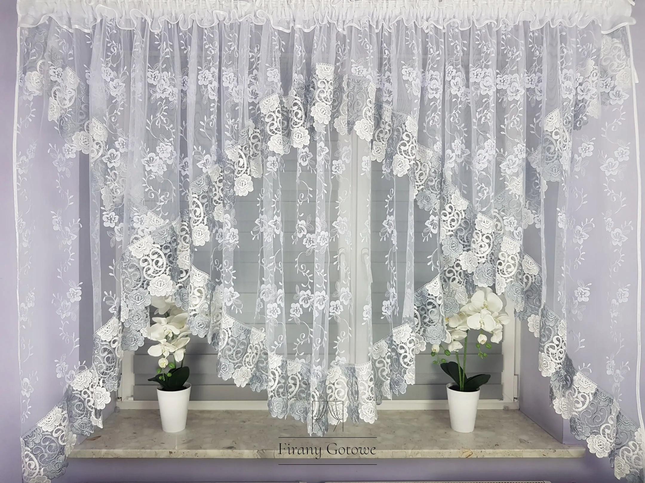 A marquisette curtain decorated with guipure