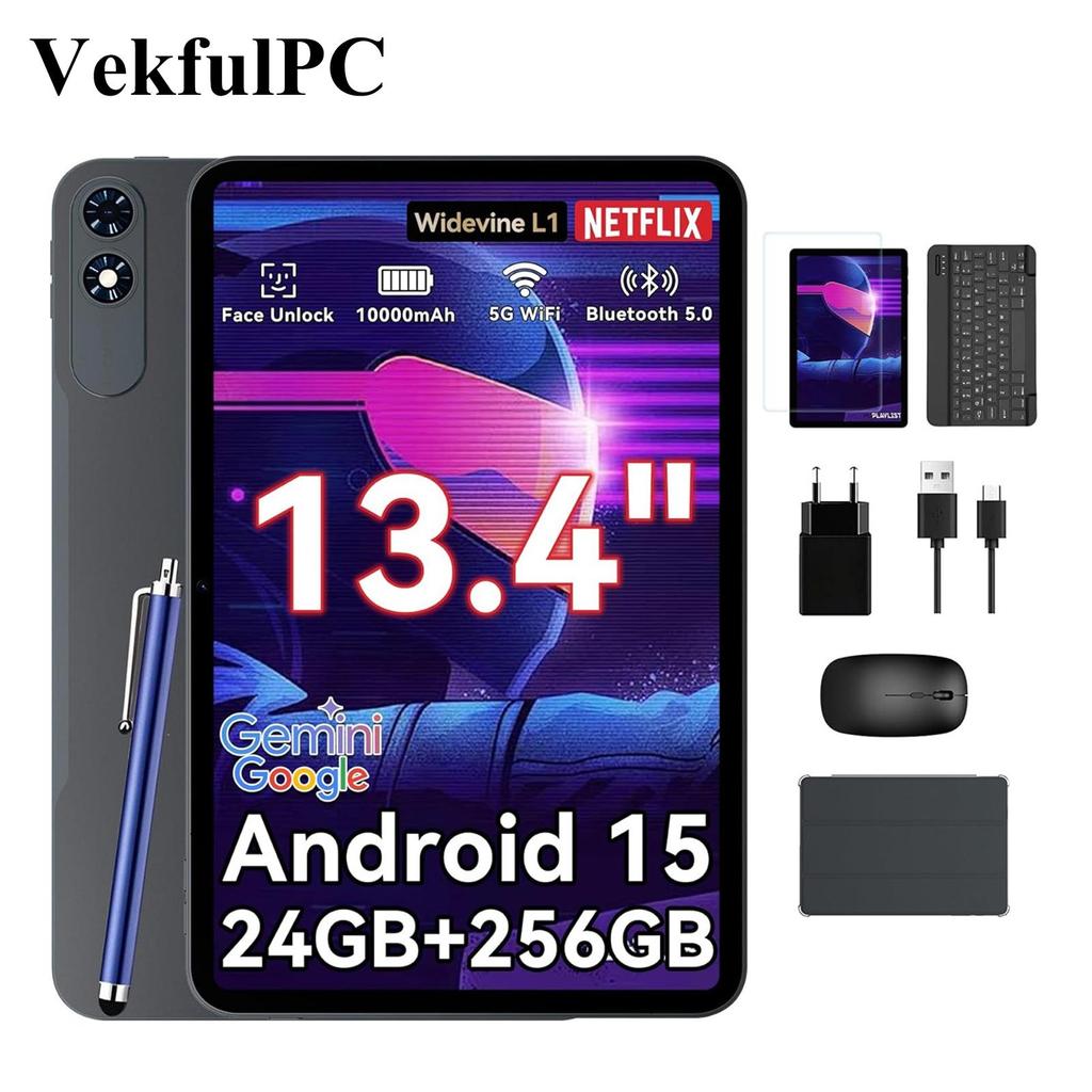 VekfulPC T60 Pro Android 15 8GB RAM 256GB ROM Tablet 13.4 Pollici 1200*1920 Display FHD Octa Core UMS9230S(T7280) Tablet PC con tastiera e mouse