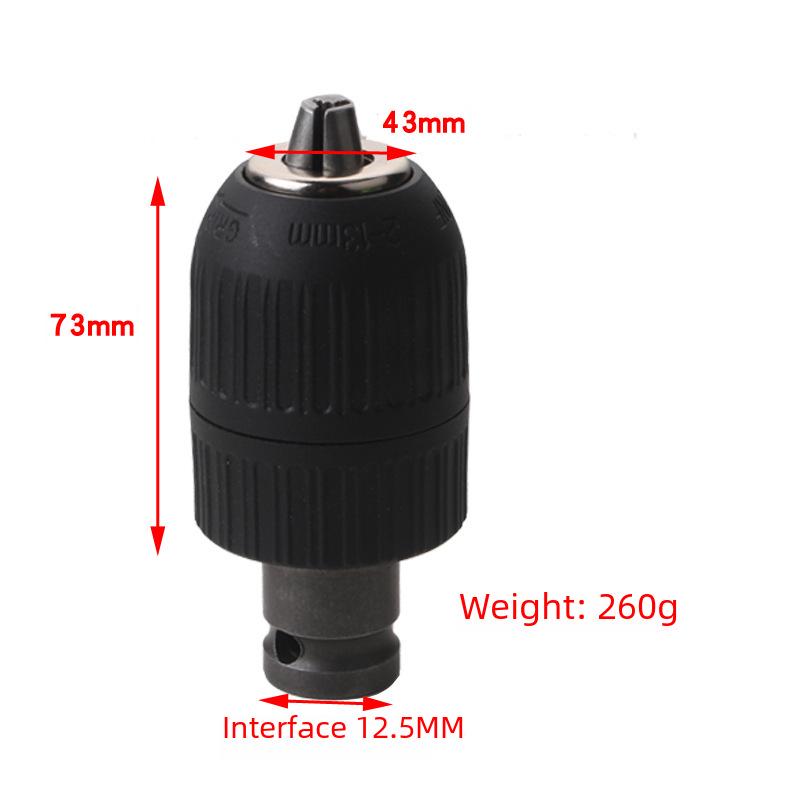 Electric Drill Hand-Tight Chuck Adapter: 1/2" Converter for Electric Wrenches, 2-13mm Capacity, Three-Jaw Design.