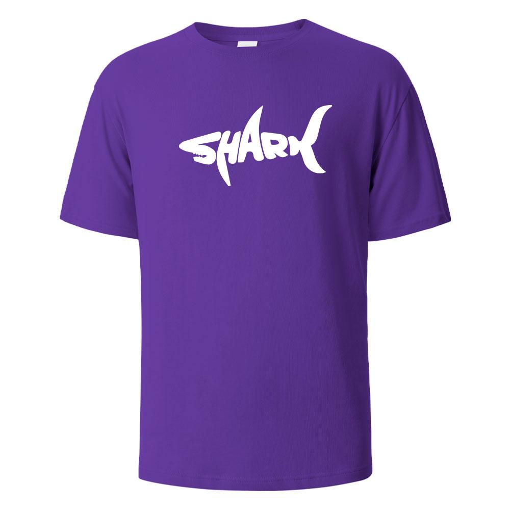 Cotton Shark Print T-Shirt 100% Cotton Summer Tees For Men Women Oversize Casual Tops