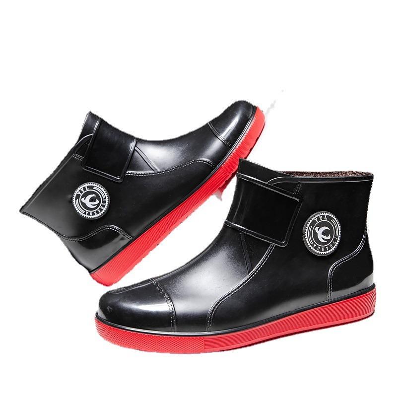 Four Seasons Fashion Rain Shoes Men's Short Rain Boots Large Size Kitchen Work Shoes Gel Shoes Fishing Shoes Men's and Women's