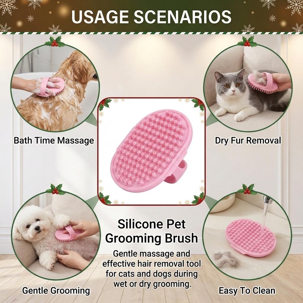 Silicone Pet Bath Brush for Wet Wash and Dry Grooming Massage Nubs Multi Purpose Cleaning Tool for Cats and Dogs