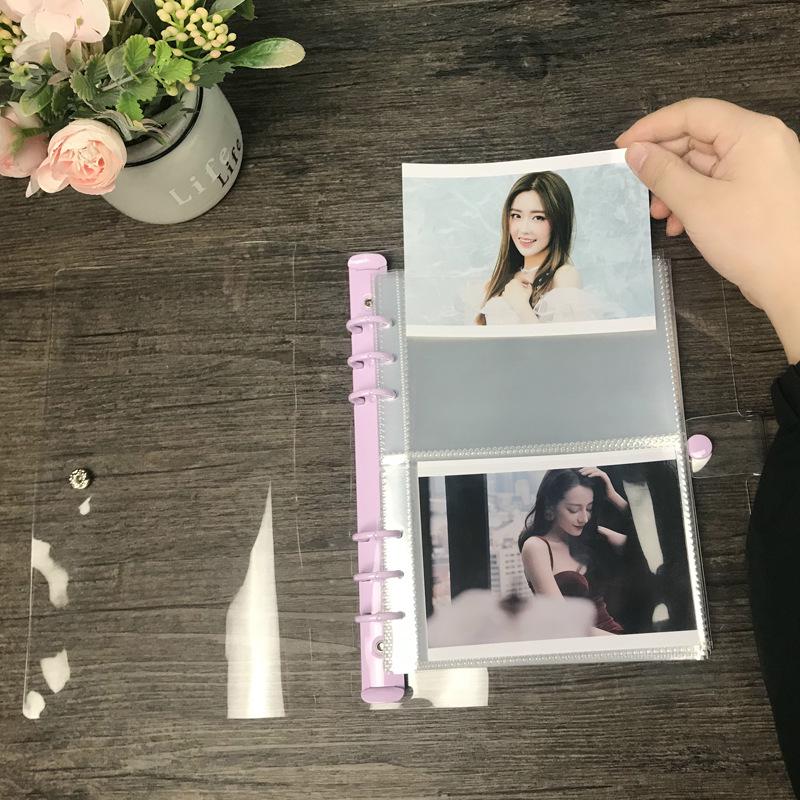 A5 Transparent 6-Loch Karten- & Fotoalbum Nachfüllblätter, 4-Taschen-Seiten für Journale, 5 Zoll große Innenseiten.