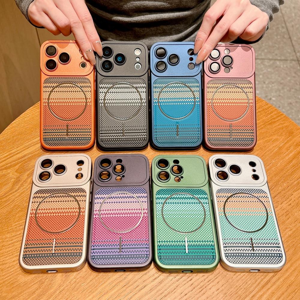 Matte Anti-Slip Kevlar Carbon Fiber Magnetic for Magsafe Case For iPhone 17 16 Pro Max 14 13 15 Pro Glass Lens Protection Cover