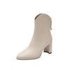 New Short Boots High Heel Thin Boots Autumn and Winter New Pointed White Single Boots Fashionable Martin Boots