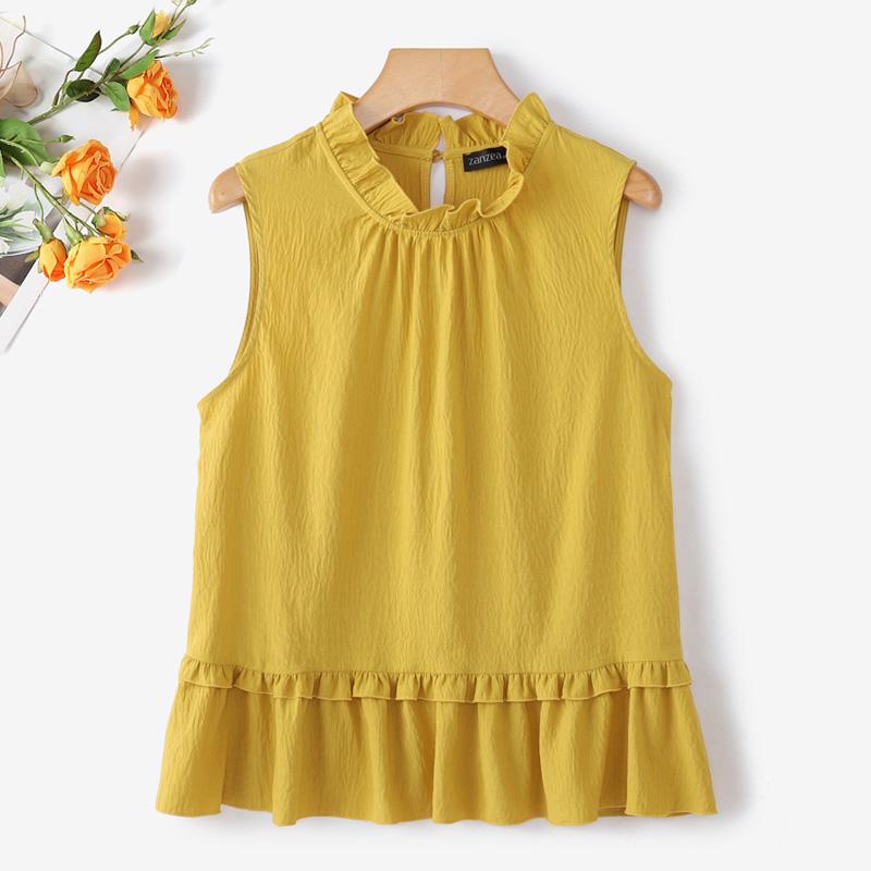 ZANZEA Women Summer Round Neck Sleeveless Casual Tank Tops